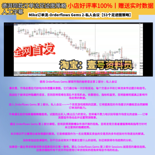 Mike订单流-Orderflows Gems 2-私人会议【53个足迹图策略】-α阿尔法Trader