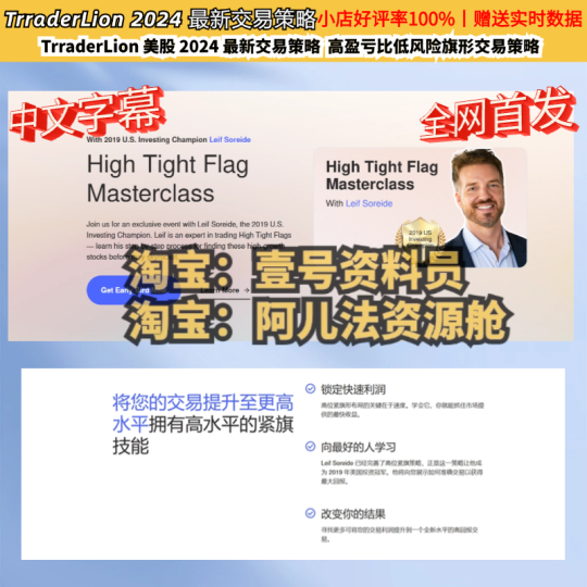 TrraderLion 美股 2024 最新交易策略  高盈亏比低风险旗形交易策略-α阿尔法Trader