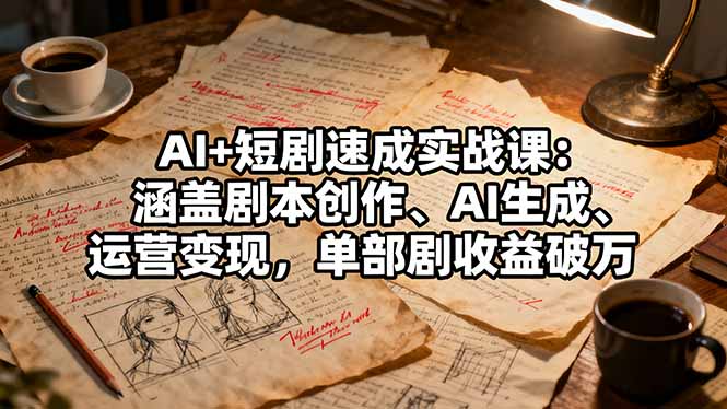 AI+短剧速成实战课：涵盖剧本创作、AI生成、运营变现，单部剧收益破万-α阿尔法Trader