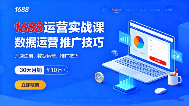 1688运营实战课：开店注册、数据运营、推广技巧，30天月销破10万+-α阿尔法Trader
