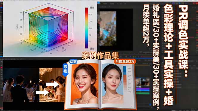 PR调色实战课：色彩理论+工具实操+婚礼医美/30+实操案例，月接单超2万-α阿尔法Trader