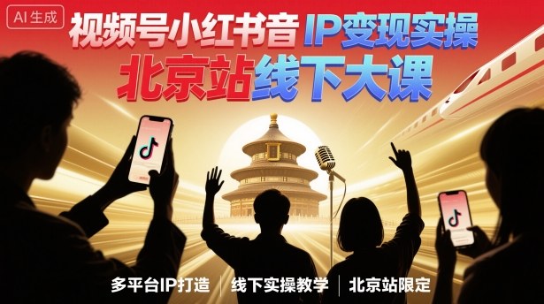 视频号小红书抖音IP变现实操北京站线下大课，40+行业短视频高变现姿势，100+IP高变现实操技术-α阿尔法Trader