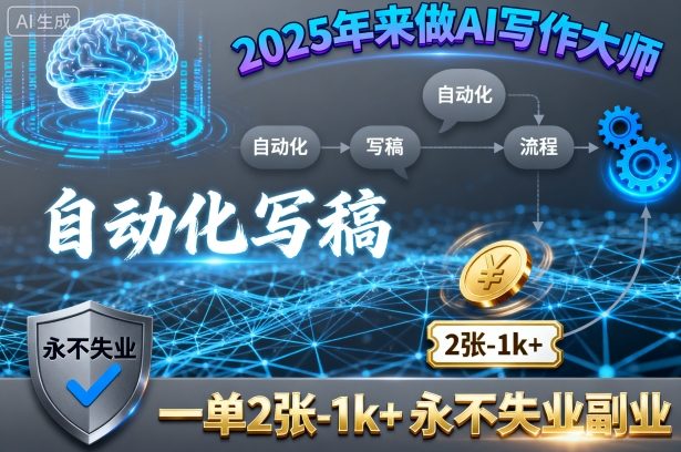2025年来做AI写作大师，自动化写稿，一单2张-1k+，永不失业副业-α阿尔法Trader