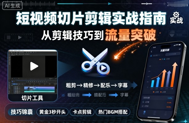 短视频切片剪辑实战指南，从剪辑技巧到流量突破-α阿尔法Trader