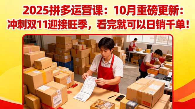 2025拼多多运营课:10月重磅更新:冲刺双11迎接旺季,看完就可以日销千单-α阿尔法Trader