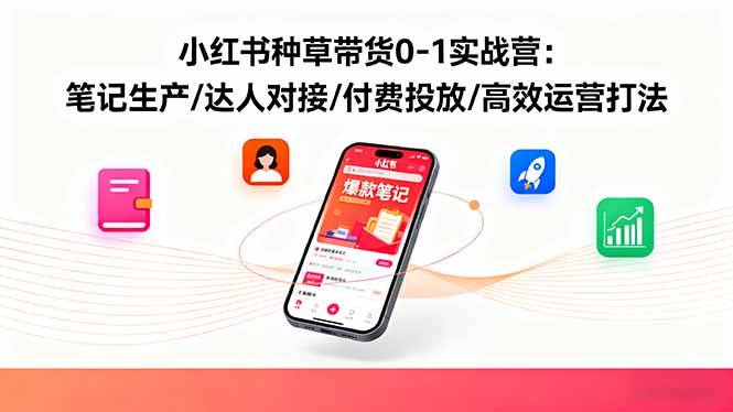 小红书种草带货0-1实战营：笔记生产/达人对接/付费投放/高效运营打法-α阿尔法Trader