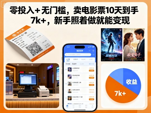 零投入+无门槛，卖电影票10天到手7k+，新手照着做就能变现【揭秘】-α阿尔法Trader