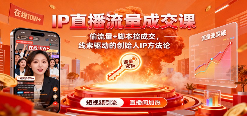 IP直播流量成交课：偷流量+脚本控成交，线索驱动的创始人IP方法论-α阿尔法Trader