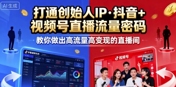 25年直播9-10两期线下课，打通创始人IP，抖音+视频号直播流量密码，教你做出高流量高变现的直播间-α阿尔法Trader