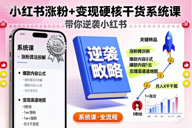小红书涨粉+变现硬核干货系统课，带你逆袭小红书-α阿尔法Trader