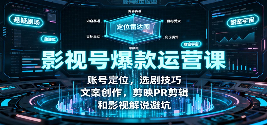 影视号爆款运营课：账号定位，选剧技巧，文案创作，剪映PR剪辑和影视解说避坑-α阿尔法Trader