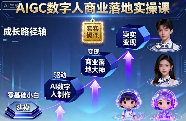 AIGC数字人商业落地实操课，从零基础小白到AI数字人大神-α阿尔法Trader