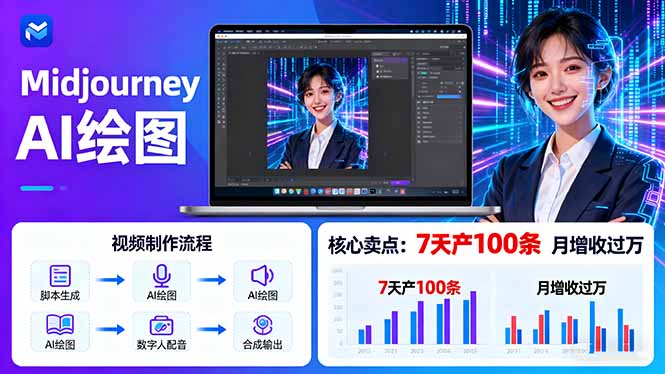 AI绘图照片开口说话视频制作：Midjourney+数字人，7天产100条月增收过万-α阿尔法Trader