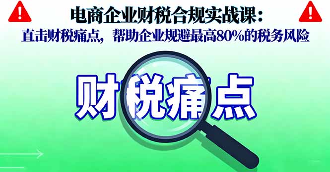 电商企业财税合规实战课,直击财税痛点,帮助企业规避最高80%的税务风险-α阿尔法Trader