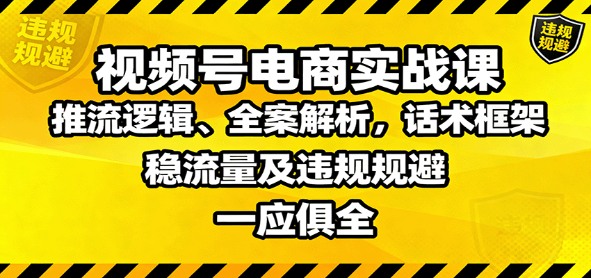 视频号电商实战课：推流逻辑、全案解析，话术框架，稳流量及违规规避等-α阿尔法Trader