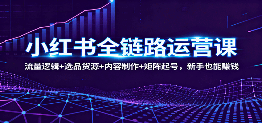 小红书全链路运营课：流量逻辑+选品货源+内容制作+矩阵起号，新手也能赚钱-α阿尔法Trader