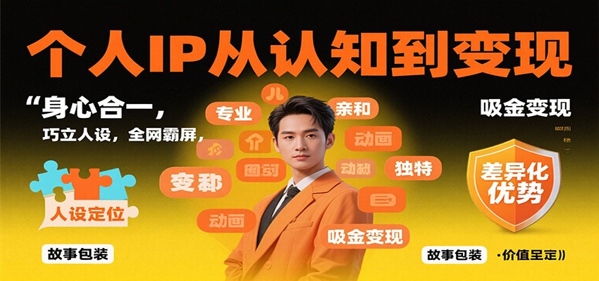 个人IP从认知到变现，身心合一，巧立人设，全网霸屏，吸金变现-α阿尔法Trader