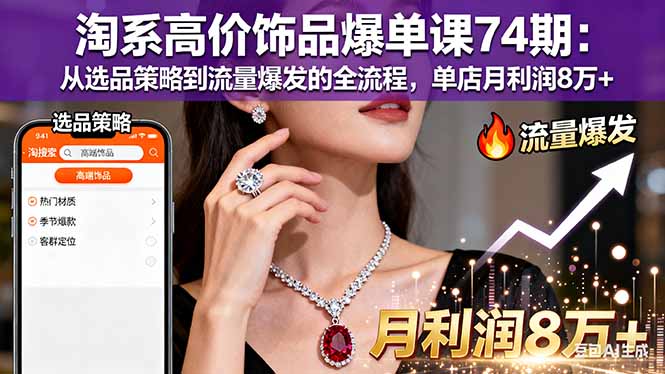 淘系高价饰品爆单课74期：从选品策略到流量爆发的全流程，单店月利润8万+-α阿尔法Trader