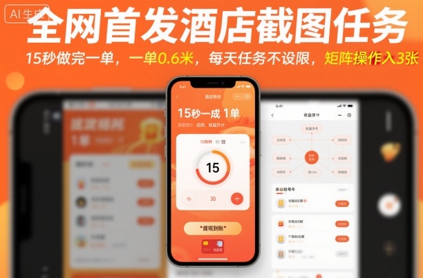 全网首发酒店截图任务，15秒做完一单，一单0.6米，每天任务不设限，矩阵操作日入3张【揭秘】-α阿尔法Trader