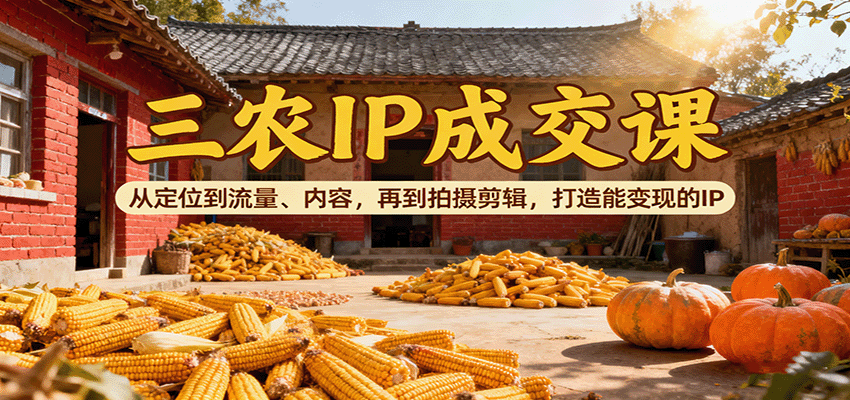三农IP成交课:从定位到流量、内容,再到拍摄剪辑,打造能变现的IP-α阿尔法Trader