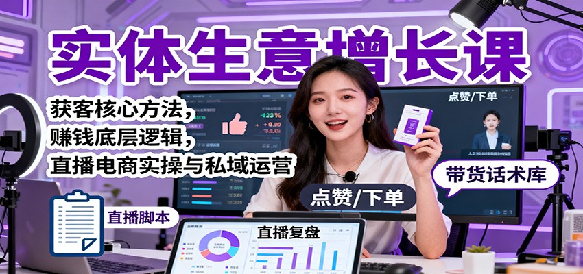 实体生意增长课:获客核心方法,赚钱底层逻辑,直播电商实操与私域运营-α阿尔法Trader