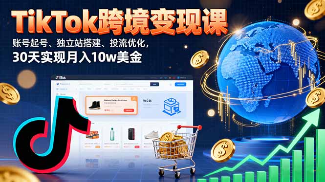 TikTok跨境变现课：账号起号、独立站搭建、投流优化，30天实现月入10w美金-α阿尔法Trader