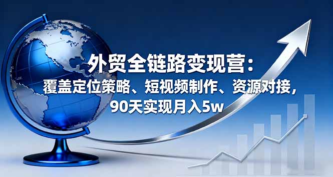 外贸全链路变现营：覆盖定位策略、短视频制作、资源对接，90天实现月入5w-α阿尔法Trader