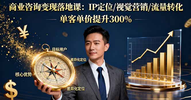 商业咨询变现落地课：IP定位/视觉营销/流量转化，单客单价提升300%-α阿尔法Trader