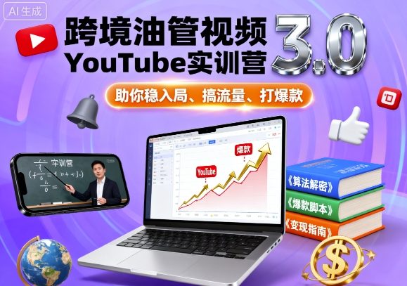 跨境油管视频YouTube实训营3.0，助你稳入局、搞流量、打爆款-α阿尔法Trader