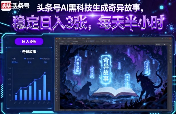 头条号AI黑科技生成奇异故事，稳定日入3张，每天半小时-α阿尔法Trader