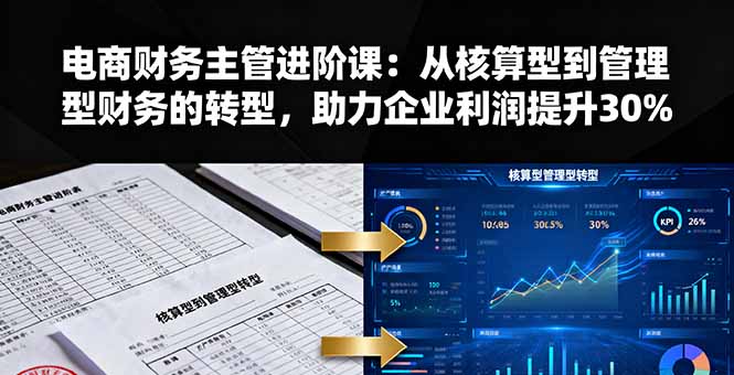 电商财务主管进阶课：从核算型到管理型财务的转型，助力企业利润提升30%-α阿尔法Trader