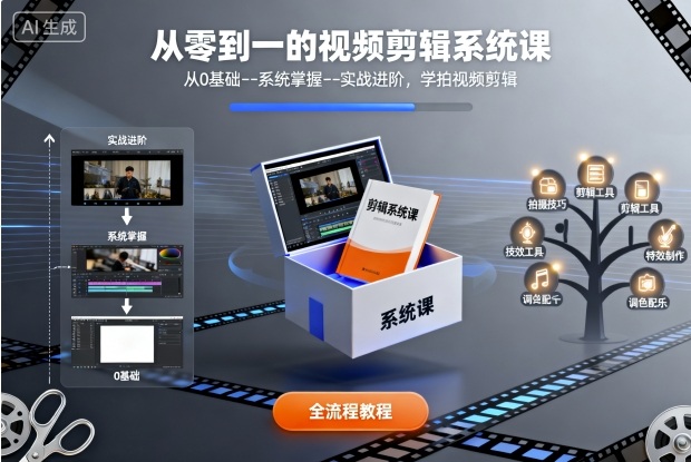 从零到一的视频剪辑系统课，从0基础–系统掌握–实战进阶，学拍视频剪辑-α阿尔法Trader