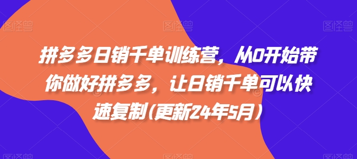 拼多多日销千单训练营，从0开始带你做好拼多多，让日销千单可以快速复制(更新25年9月)-α阿尔法Trader