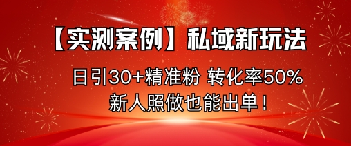 【实测案例】私域新玩法，日引30+精准粉，转化率50%，新人照做也能出单！-α阿尔法Trader
