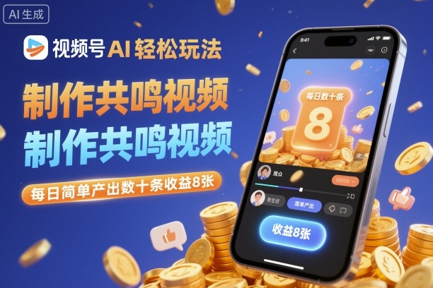 视频号AI轻松玩法，制作共鸣视频，每日简单产出数十条收益8张-α阿尔法Trader