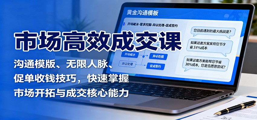 市场高效成交课：沟通模版、无限人脉、促单收钱技巧，快速掌握市场开拓与成交核心能力-α阿尔法Trader