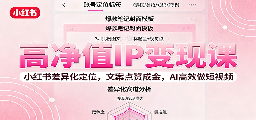 高净值IP变现课：小红书差异化定位，文案点赞成金， AI高效做短视频-α阿尔法Trader