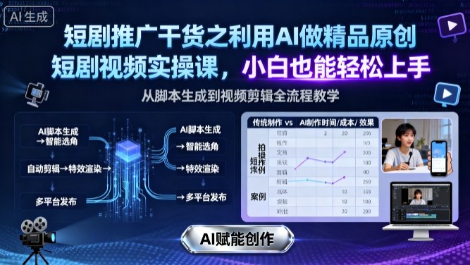 短剧推广干货之利用AI做精品原创短剧视频实操课，小白也能轻松上手-α阿尔法Trader