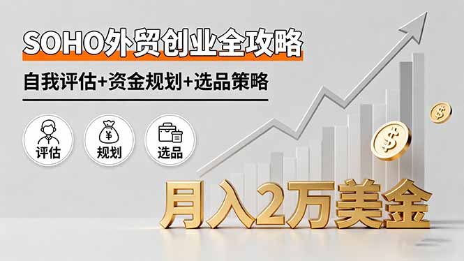 SOHO外贸创业全攻略，自我评估+资金规划+选品策略，月入2万美金-α阿尔法Trader