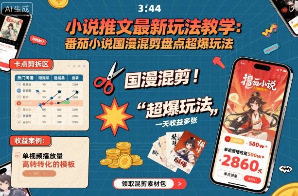 小说推文最新玩法教学,番茄小说国漫混剪盘点超爆玩法,全程干货,一天收益多张-α阿尔法Trader