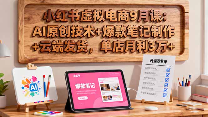 小红书虚拟电商9月课：AI原创技术+爆款笔记制作+云端发货，单店月利3万+-α阿尔法Trader