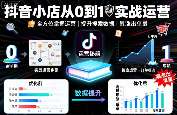 抖音小店从0到1实战运营，帮你全方位掌握小店运营，提升搜索数据与出单量-α阿尔法Trader