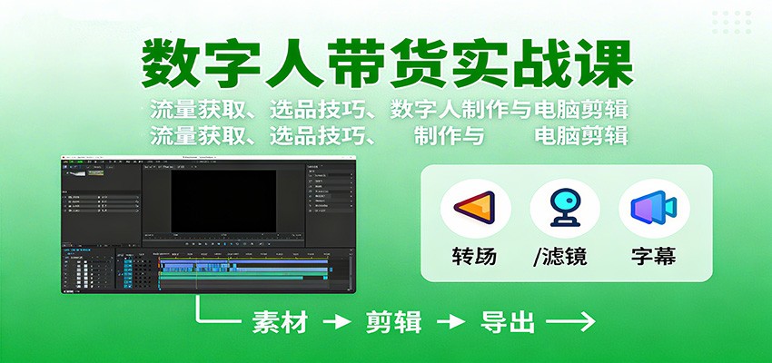 数字人变现实战课：流量获取、选品技巧、数字人制作与电脑剪辑-α阿尔法Trader