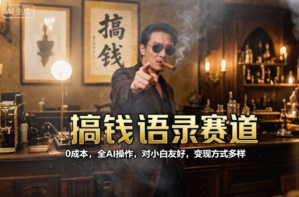 搞钱语录赛道，0成本，全AI操作，对小白友好，变现方式多样-α阿尔法Trader