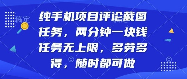 纯手机项目评论截图任务，两分钟一块钱多劳多得，随时随地都能做【揭秘】-α阿尔法Trader