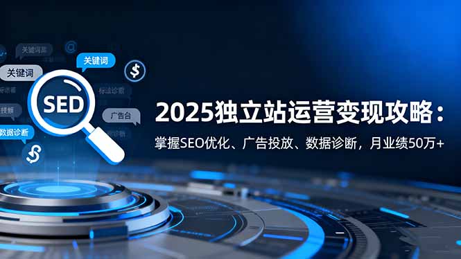 2025独立站运营变现攻略：掌握SEO优化、广告投放、数据诊断，月业绩50万+-α阿尔法Trader