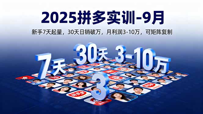 2025拼多多实训-9月：新手7天起量,30天日销破万,月利润3-10万,可矩阵复制-α阿尔法Trader