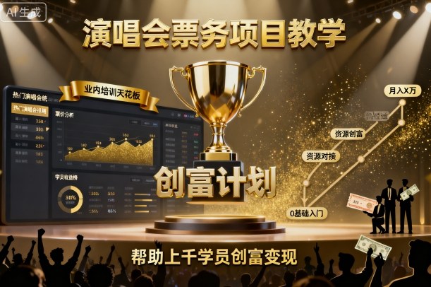 演唱会票务项目教学，业内培训天花板，帮助上千学员创富变现-α阿尔法Trader