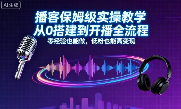 播客保姆级实操教学，从0搭建到开播全流程，零经验也能做，低粉也能高变现-α阿尔法Trader