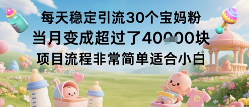 每天稳定引流30个宝妈粉当月变成超过了1W+项目流程非常简单适合小白-α阿尔法Trader